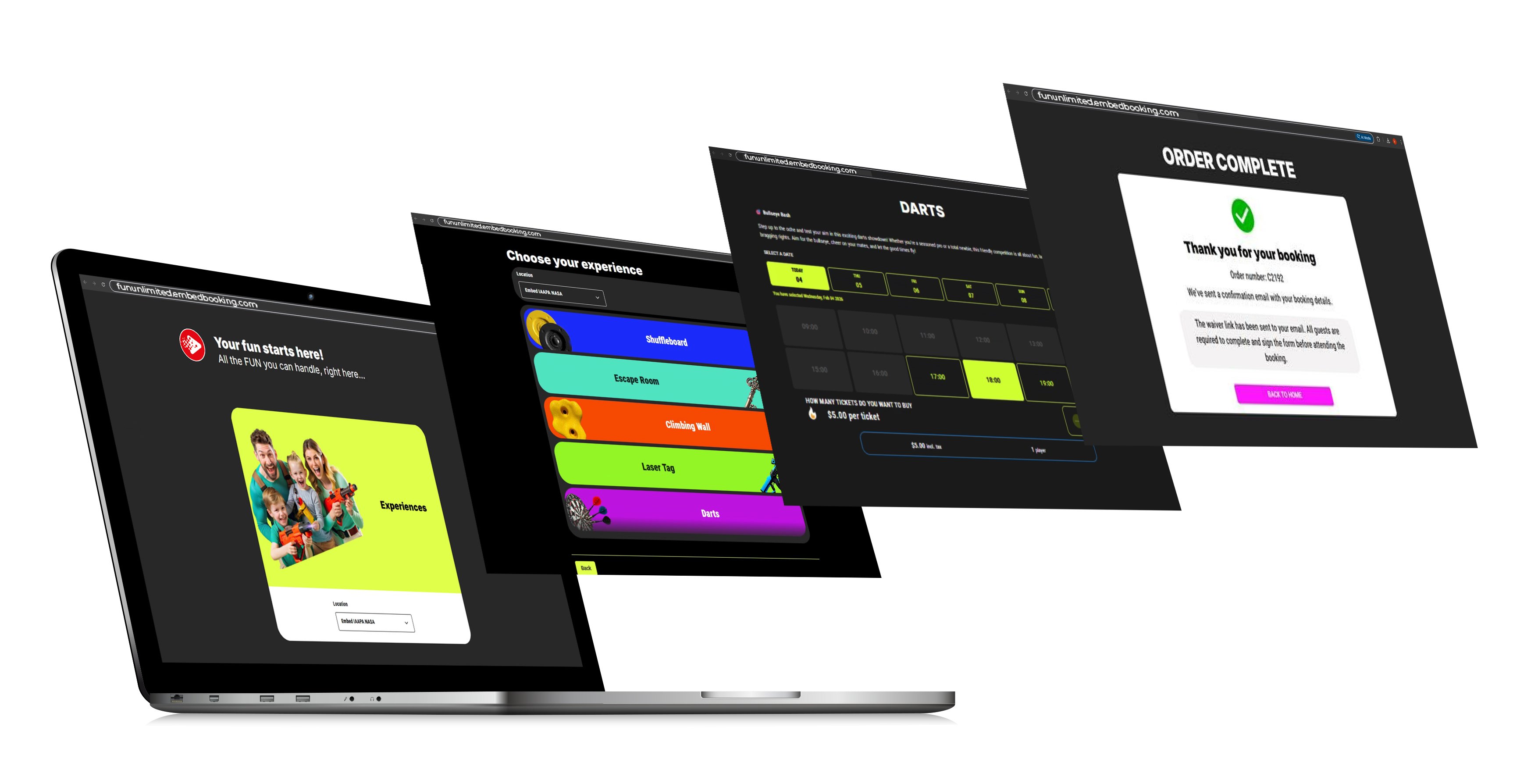 Bookings screenshots on  Laptop